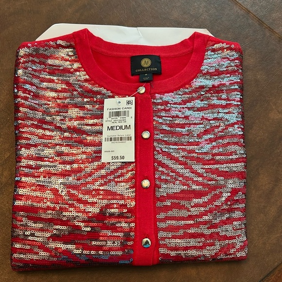 JM Collection party cardigan sweater for the holidays, size M. NWT - Picture 5 of 11